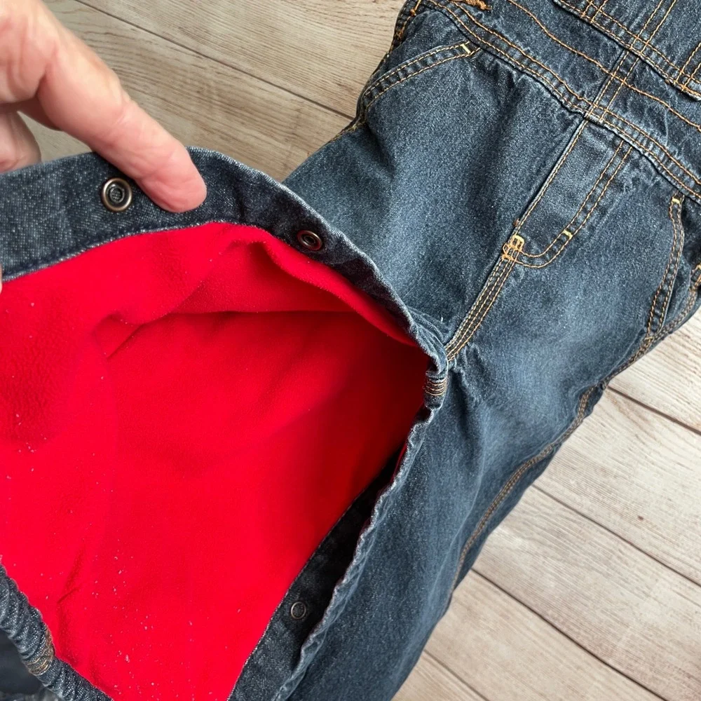 VINTAGE OSHKOSH DENN OVERALLS WITH‎ RED FLEECE LINING